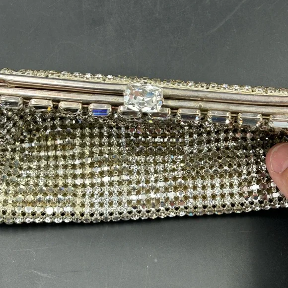 Vintage Walborg W Germany rhinestone & faux diamond Clutch - Picture 3 of 7